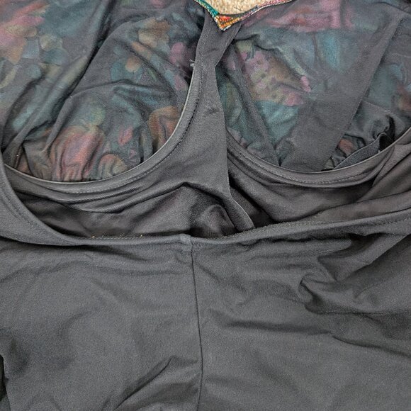 NWT Vintage Slimsuit Floral Black Crossover Slimming One Piece Bathing Suit 22W - Picture 3 of 7